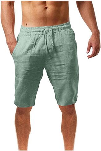 Xiaojmake Men's Linen Shorts Cotton Linen Casual Work Shorts Summer Lightweight Workout Gym Yoga Shorts Active Track Shorts in Kuwait