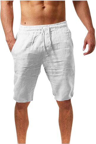 Xiaojmake Men's Linen Shorts Cotton Linen Casual Work Shorts Summer Lightweight Workout Gym Yoga Shorts Active Track Shorts in Kuwait