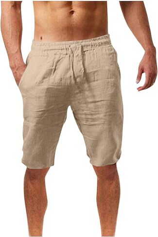 Xiaojmake Men's Linen Shorts Cotton Linen Casual Work Shorts Summer Lightweight Workout Gym Yoga Shorts Active Track Shorts in Kuwait