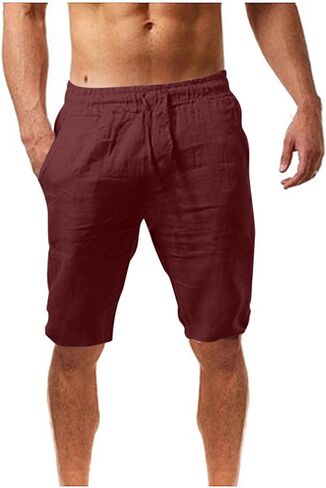 Xiaojmake Men's Linen Shorts Cotton Linen Casual Work Shorts Summer Lightweight Workout Gym Yoga Shorts Active Track Shorts in Kuwait