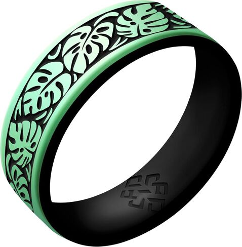 Knot Theory Monstera Silicone Ring for Women - Antique Gold, Enchanted Green, Emerald Green Breathable Dual Layer Comfort Fit 6mm Bandwidth in Saudi Arabia