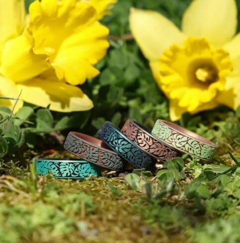 Knot Theory Monstera Silicone Ring for Women - Antique Gold, Enchanted Green, Emerald Green Breathable Dual Layer Comfort Fit 6mm Bandwidth in Saudi Arabia