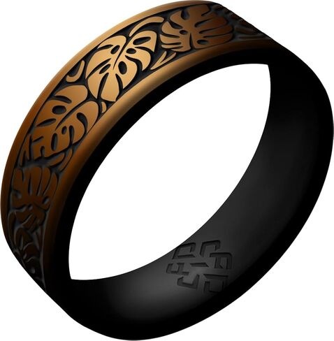 Knot Theory Monstera Silicone Ring for Women - Antique Gold, Enchanted Green, Emerald Green Breathable Dual Layer Comfort Fit 6mm Bandwidth in Saudi Arabia