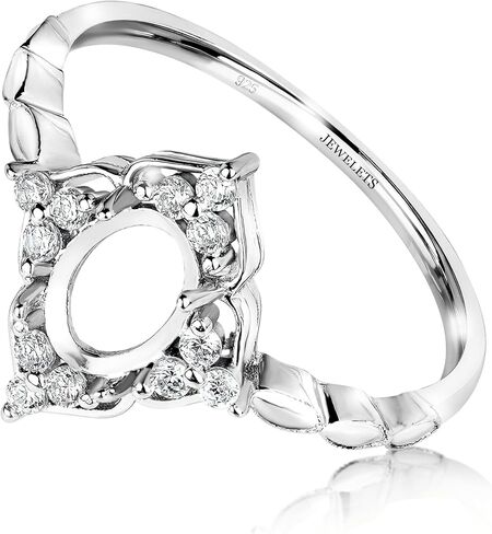 925 Silver Ring Blank 5x7mm Faceted Stones or Cabochons CZ Halo DIY Jewelry in Saudi Arabia