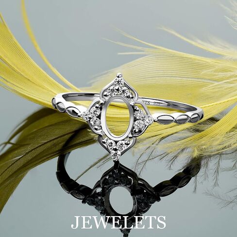 925 Silver Ring Blank 5x7mm Faceted Stones or Cabochons CZ Halo DIY Jewelry in Saudi Arabia