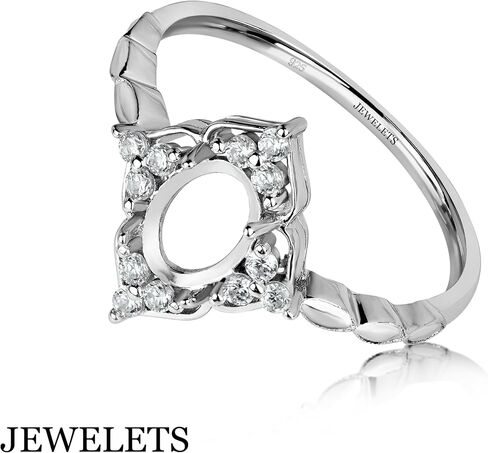 925 Silver Ring Blank 5x7mm Faceted Stones or Cabochons CZ Halo DIY Jewelry in Saudi Arabia