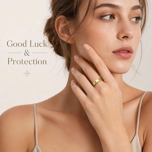 JATEBI Fidget Rings for Anxiety Relief - 18K Gold Plated Cool Spinner Ring Daisy Chessboard Evil Eye Stress Relieveing Rings Set for Women Men in Kuwait