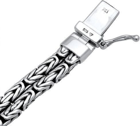 kuzzoi Men Bracelet curb cuban chain braided with Clasp made of 925 sterling silver, length 6.69 inch - 8.27 inch, width 0.31 inch, 1.41 oz in Saudi Arabia