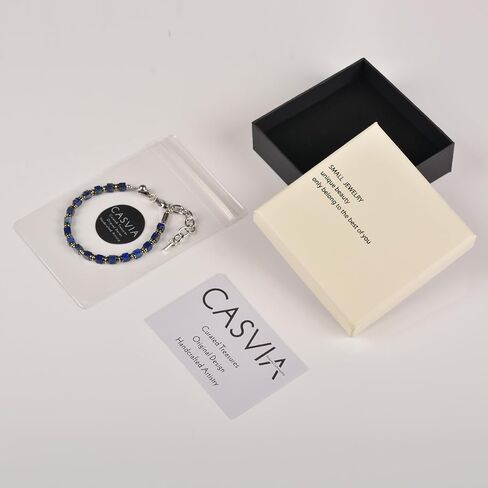 Handmade Lapis Lazuli Hematite Mens Bracelet, Stainless Steel Dual-Clasp, Adjustable 6.89-8.8 Inch, Spiritual Chakra Symbolism, Birthday Holiday Gift for Dad Husband Boyfriend in Saudi Arabia