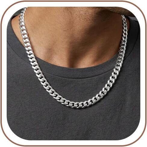 S925 Sterling Silver Necklace for Men - 9MM S925 Sterling Silver Over Rope Chain Necklace Diamond Cut Silver Necklaces Gifts for Men 18 20 22 24 26Inch in Saudi Arabia