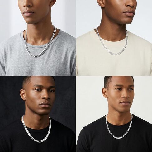 S925 Sterling Silver Necklace for Men - 9MM S925 Sterling Silver Over Rope Chain Necklace Diamond Cut Silver Necklaces Gifts for Men 18 20 22 24 26Inch in Saudi Arabia