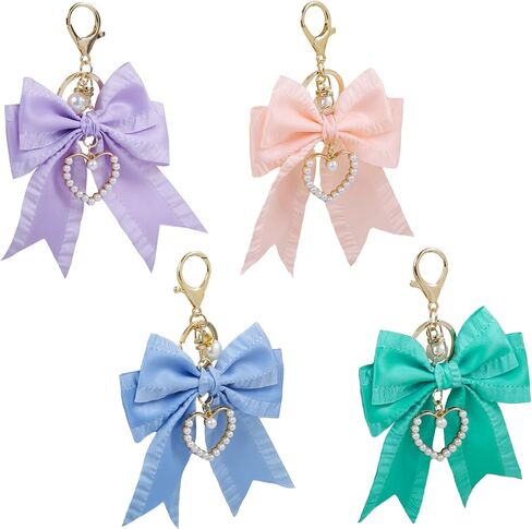 AIBFRID Bow Purse Keychain Charm Bow Keychain Bag Charms for Women,Purple Pink Blue Green in Saudi Arabia