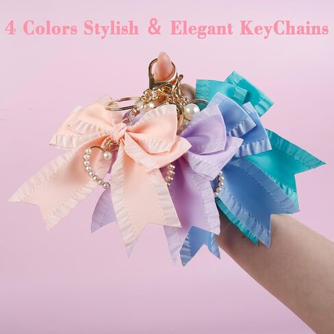 AIBFRID Bow Purse Keychain Charm Bow Keychain Bag Charms for Women,Purple Pink Blue Green in Saudi Arabia