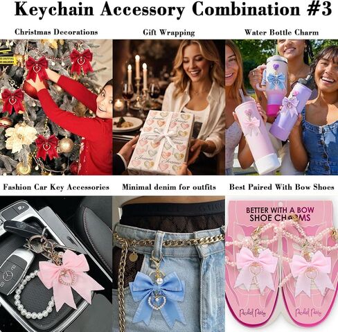 AIBFRID Bow Purse Keychain Charm Bow Keychain Bag Charms for Women,Purple Pink Blue Green in Saudi Arabia