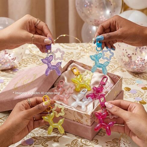 6PCS Pentagram Jelly Balloon Dog Keychain for Women, Cute Animal Keychains for Car Keys Backpacks, Purse Charm Accessory, Kawaii Gift for Girls in Saudi Arabia