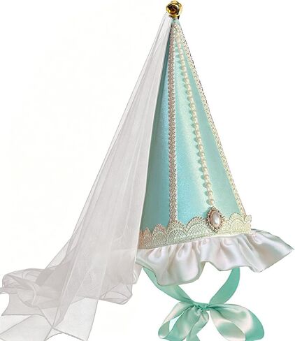 Womens Medieval Hennin Hat with Veil,Cone Pointy Hat for Halloween Christmas Renaissance Costume Party in Saudi Arabia