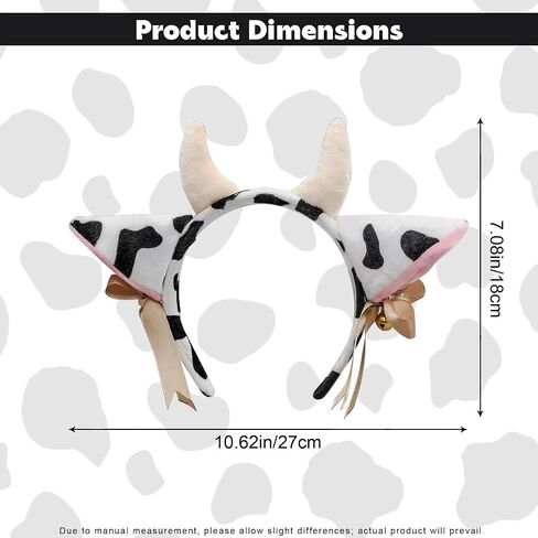 Cow Ears Headband, 7.1x10.6in Plush Cow Headband with Horns, Cow Ears Costume Animal Ear Headband for Party Cosplay Festival Soft Comfortable in Saudi Arabia