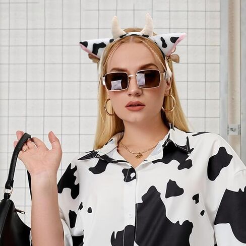 Cow Ears Headband, 7.1x10.6in Plush Cow Headband with Horns, Cow Ears Costume Animal Ear Headband for Party Cosplay Festival Soft Comfortable in Saudi Arabia