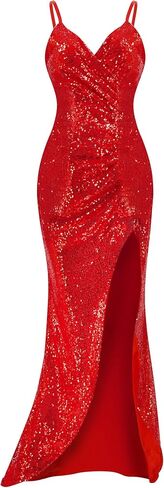 Jessica Rabbit Costume for Women Long Red Sequin Fancy Dress with Wig Necklace Gloves Bracelet Props Holder Earrings in Saudi Arabia