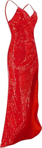 Jessica Rabbit Costume for Women Long Red Sequin Fancy Dress with Wig Necklace Gloves Bracelet Props Holder Earrings in Saudi Arabia