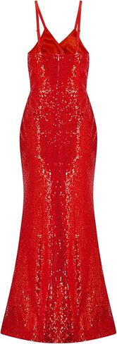 Jessica Rabbit Costume for Women Long Red Sequin Fancy Dress with Wig Necklace Gloves Bracelet Props Holder Earrings in Saudi Arabia