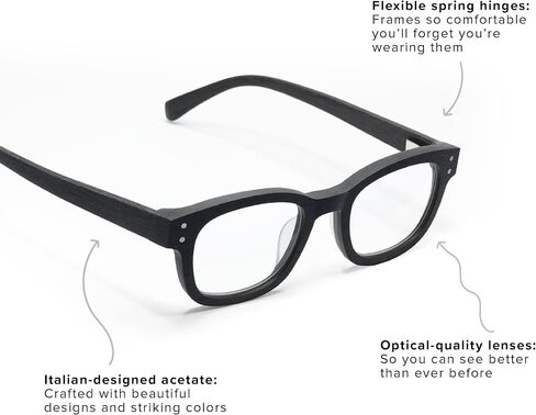 eyebobs - Biff | Premium Traditional and Blue Light Reading Glasses for Men and Women | Square Frame for Narrow Faces in Kuwait