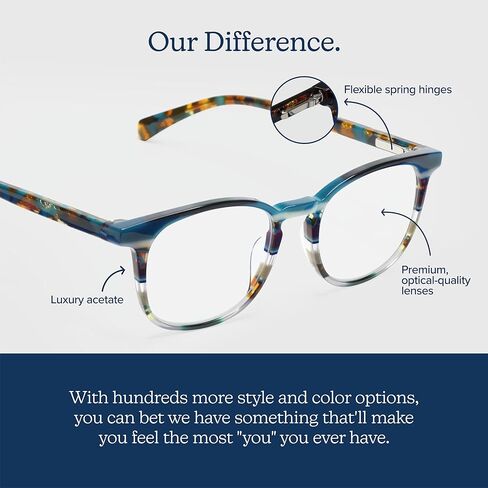 eyebobs - Biff | Premium Traditional and Blue Light Reading Glasses for Men and Women | Square Frame for Narrow Faces in Kuwait