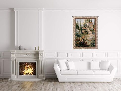 Tuscany Estate | Woven Tapestry Wall Art Hanging | Italian Villa Country Garden | 100% Cotton USA Size 53x42 in Saudi Arabia