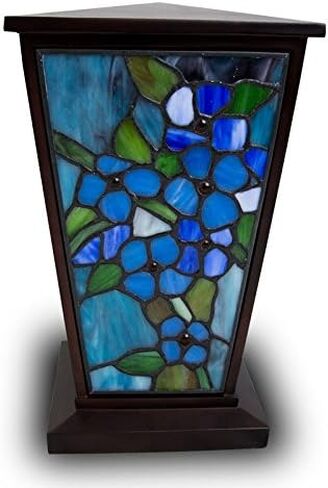 Forget-Me-Not Stained Glass Memorial Urn for Adults - Large - Holds Up to 200 Cubic Inches of Ashes - Blue Cremation Urn for Ashes in Saudi Arabia