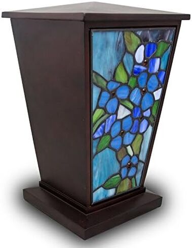 Forget-Me-Not Stained Glass Memorial Urn for Adults - Large - Holds Up to 200 Cubic Inches of Ashes - Blue Cremation Urn for Ashes in Saudi Arabia