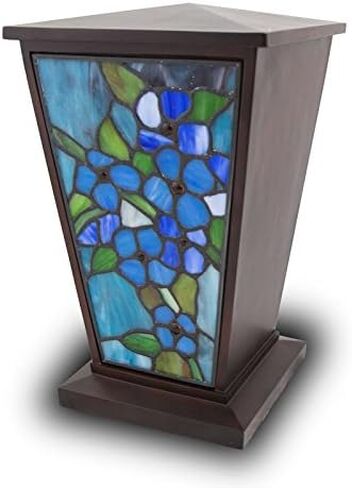 Forget-Me-Not Stained Glass Memorial Urn for Adults - Large - Holds Up to 200 Cubic Inches of Ashes - Blue Cremation Urn for Ashes in Saudi Arabia