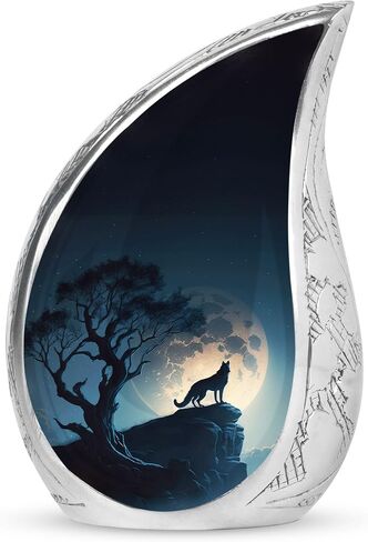 Moon Wolf Urns for Human Ashes Adult Female & Male, Cremation Large Urn for Human Ashes Women, Decorative Urns for Mom & Dad 10 Inch in Saudi Arabia