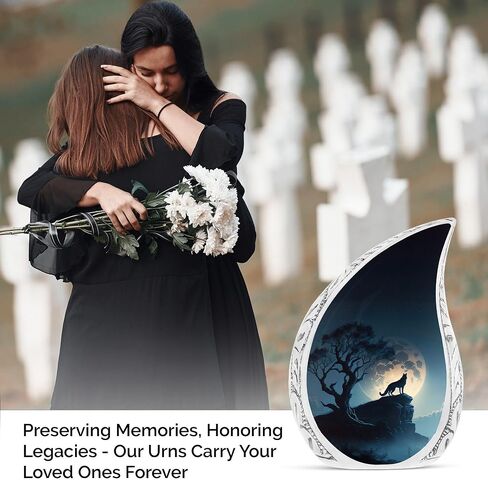 Moon Wolf Urns for Human Ashes Adult Female & Male, Cremation Large Urn for Human Ashes Women, Decorative Urns for Mom & Dad 10 Inch in Saudi Arabia