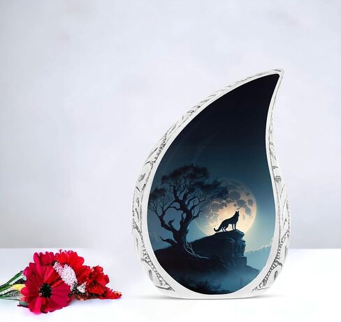 Moon Wolf Urns for Human Ashes Adult Female & Male, Cremation Large Urn for Human Ashes Women, Decorative Urns for Mom & Dad 10 Inch in Saudi Arabia