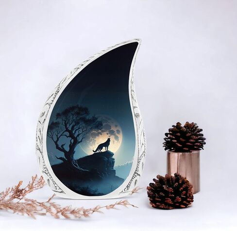 Moon Wolf Urns for Human Ashes Adult Female & Male, Cremation Large Urn for Human Ashes Women, Decorative Urns for Mom & Dad 10 Inch in Saudi Arabia