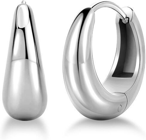 Hoop Earrings for Women Stainless Steel Hypoallergenic Earrings for Sensitive Ears Summer Earrings Small Huggie Earrings Gold/Silver Teardrop Hoops Everyday Earrings Jewelry for Women in Saudi Arabia