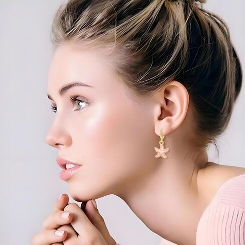 6 Pairs Starfish Earrings for Women Summer Beach Vacation Starfish Seashore Hoop Earrings Beach Jewelry in Kuwait