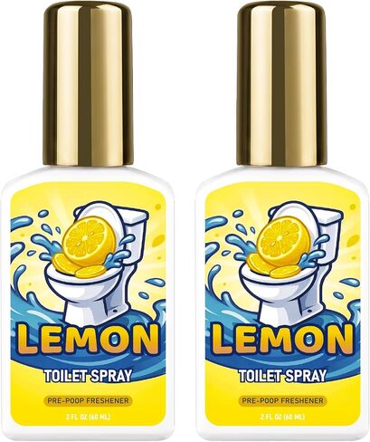 Bathroom Toilet Spray for Poop, Lemon Odor Eliminator 2 Pack 4 Fl Oz | 100% Natural Plant Essential Oil, Up to Up to 240 Uses in Saudi Arabia