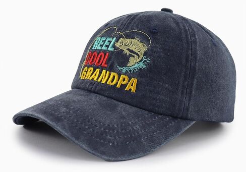 Reel Cool Grandpa Hats for Men, Adjustable Embroidered Grandfather Fishing Baseball Cap in Saudi Arabia