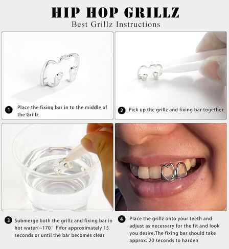 GIFIKOI 9Pcs Silver Plated Grillz Teeth Caps for Women Men Fake Tooth Cap Grill Dental Jewelry Kit for Teeth Mouth Hip Hop Vampire Halloween Party Single Grillz Jewelry Set Silvery in Saudi Arabia