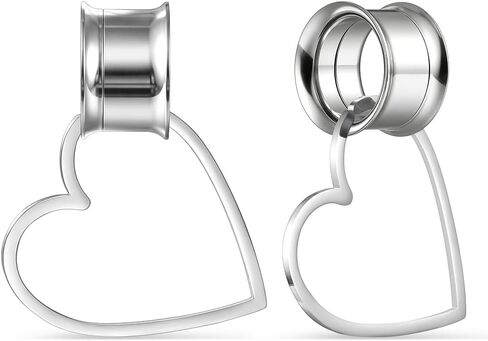 Casvort 2PCS هيبوالرجينيك بسيط كلاسيكي القلب / نجمة / البرق تتدلى أنفاق الأذن لفص ممتد 316 الفولاذ المقاوم للصدأ الأذن الشماعات 2G-1'' مقاييس للأذنين الأزياء ثقب الجسم المجوهرات in Kuwait