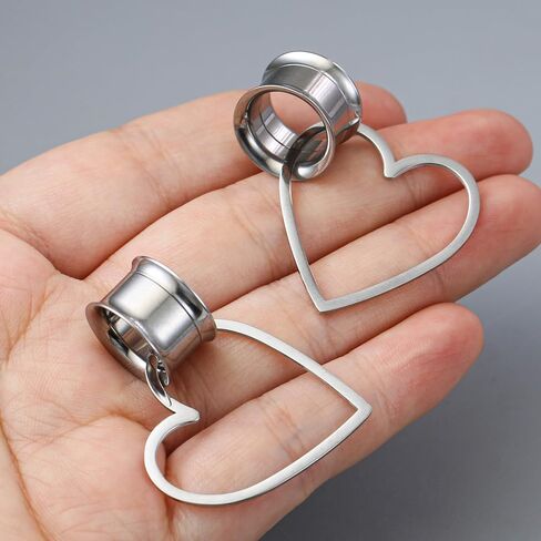 Casvort 2PCS هيبوالرجينيك بسيط كلاسيكي القلب / نجمة / البرق تتدلى أنفاق الأذن لفص ممتد 316 الفولاذ المقاوم للصدأ الأذن الشماعات 2G-1'' مقاييس للأذنين الأزياء ثقب الجسم المجوهرات in Kuwait