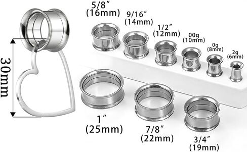 Casvort 2PCS هيبوالرجينيك بسيط كلاسيكي القلب / نجمة / البرق تتدلى أنفاق الأذن لفص ممتد 316 الفولاذ المقاوم للصدأ الأذن الشماعات 2G-1'' مقاييس للأذنين الأزياء ثقب الجسم المجوهرات in Kuwait