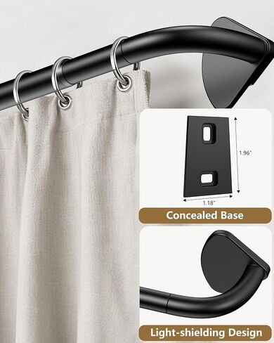 Blackout Curtain Rod for Windows 48" to 84", 3/4 Inch Heavy-Duty Metal Wrap Around Curtain Rod with Hidden Brackets, Suitable for Bedroom, Bathroom, Living Room, Matte Black in Saudi Arabia