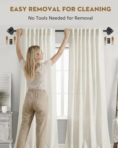 Blackout Curtain Rod for Windows 48" to 84", 3/4 Inch Heavy-Duty Metal Wrap Around Curtain Rod with Hidden Brackets, Suitable for Bedroom, Bathroom, Living Room, Matte Black in Saudi Arabia
