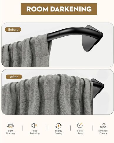 Blackout Curtain Rod for Windows 48" to 84", 3/4 Inch Heavy-Duty Metal Wrap Around Curtain Rod with Hidden Brackets, Suitable for Bedroom, Bathroom, Living Room, Matte Black in Saudi Arabia