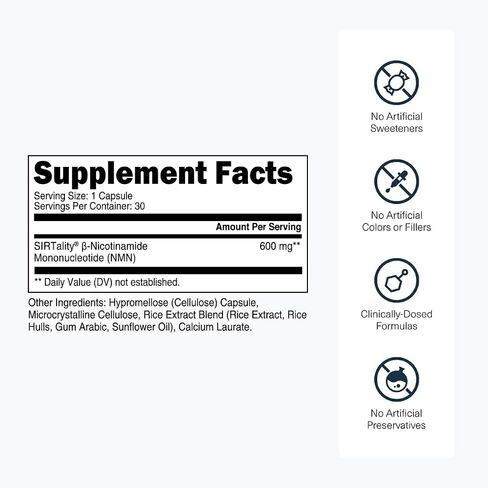 Transparent Labs NMN Supplement for NAD+ Levels - NAD Supplement with 600 mg Nicotinamide Mononucleotide to Support Healthy Aging, Cellular Energy Production, & Metabolic Balance - 30 Count in Saudi Arabia