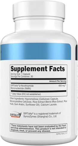 Transparent Labs NMN Supplement for NAD+ Levels - NAD Supplement with 600 mg Nicotinamide Mononucleotide to Support Healthy Aging, Cellular Energy Production, & Metabolic Balance - 30 Count in Saudi Arabia
