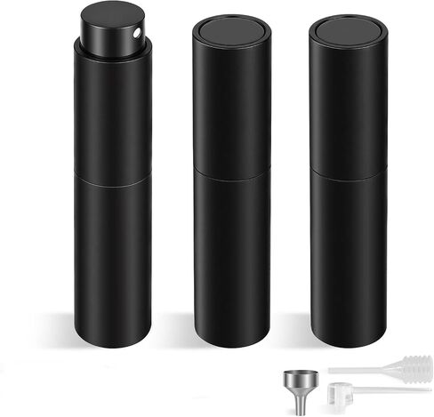 10ml Refillable Travel Perfume Spray Bottle - Portable Cologne Atomizer with 3 Transfer Tools, Leak-Proof - Travel Essentials for Men & Women, Matte Black in Saudi Arabia
