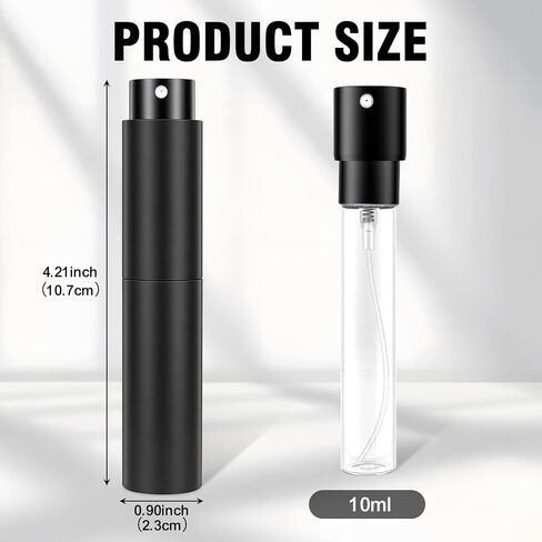 10ml Refillable Travel Perfume Spray Bottle - Portable Cologne Atomizer with 3 Transfer Tools, Leak-Proof - Travel Essentials for Men & Women, Matte Black in Saudi Arabia